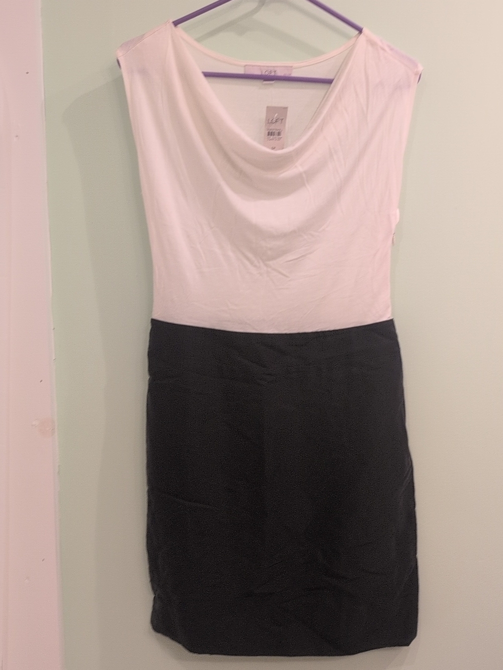 NWT Gorgeous Ivory And Gray Cowl Sheath Loft Dress